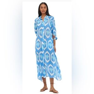 OLIPHANT Shirt Dress Midi - Odisha Blue size large